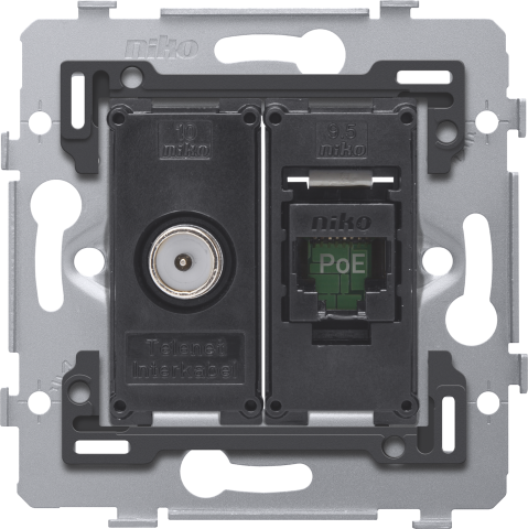 Combination coax with RJ45 connection UTP Cat. 5E, PoE++ ready, flat m