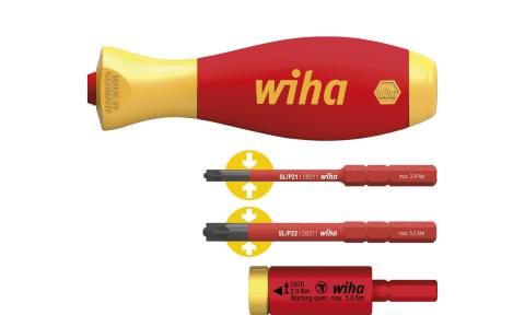 Wiha Zestaw adapterów dynamometrycznych easyTorque electric 2,0 Nm z uchwytem slimVario® i bitami slimBit SL/PZ 4-cz. (41477)