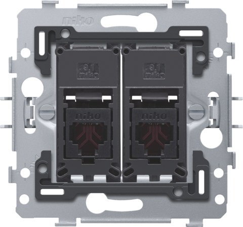 2 złącza RJ11 UTP, model płaski, z ramką do montażu podtynkowego z moc