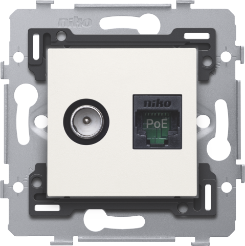 Combination coax with RJ45 connection UTP Cat. 5E, PoE++ ready, flat m