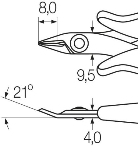 Wiha Szczypce do cięcia bocznego Electronic bardzo wąska, ostro zakończona główka bez uskoku 128 mm, 5 1/8" (26812)