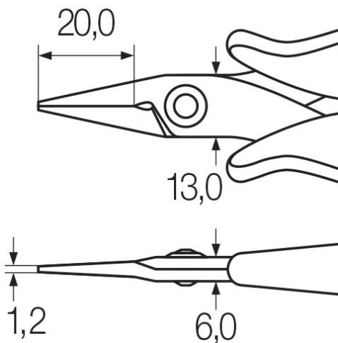 Wiha Szczypce spiczaste Electronic wąska, krótka główka prosty kształt 135 mm, 5 1/3" (26801)