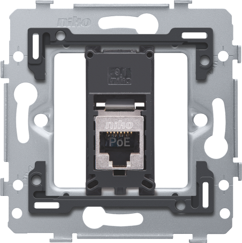 1 RJ45 connection STP Cat. 5E, PoE++ ready, flat model, incl. base 71 