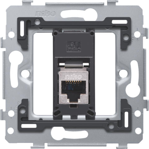 1 złącze RJ45 STP kat. 5E, model płaski, z podstawa 71 x 71 mm z mocow