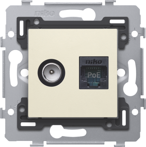 Combination coax with RJ45 connection UTP cat. 6, PoE++ ready, flat mo