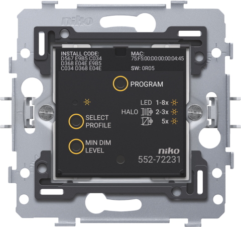 Connected dimmer, base, 3 – 200 W, 2-wire, 71 x 71 mm, mocowanie za po