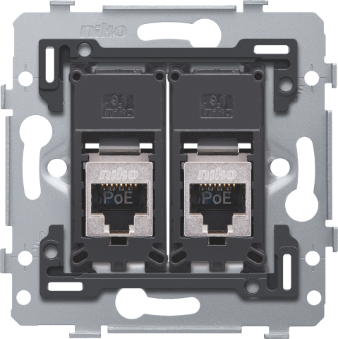 2 RJ45 connections STP Cat. 5E, PoE++ ready, flat model, incl. base 71