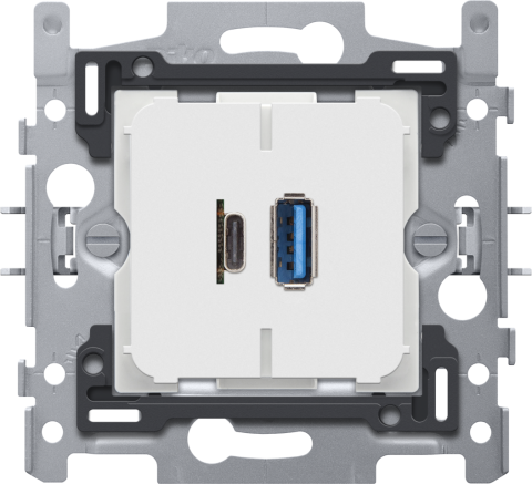 Ładowarka Dual smart USB-A i USB-C, podstawa 60 x 71, mocowanie za pom