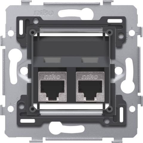 2 RJ45 connections STP cat. 6A, PoE++ ready, oblique model, incl. base