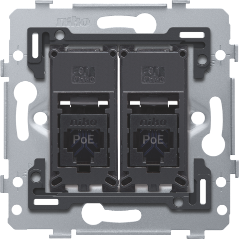 2 RJ45 connections UTP cat. 6, PoE++ ready, flat model, incl. base 71 