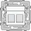 2 złącza RJ45 UTP kat. 5E, model płaski, z podstawa 71 x 71 mm z mocow